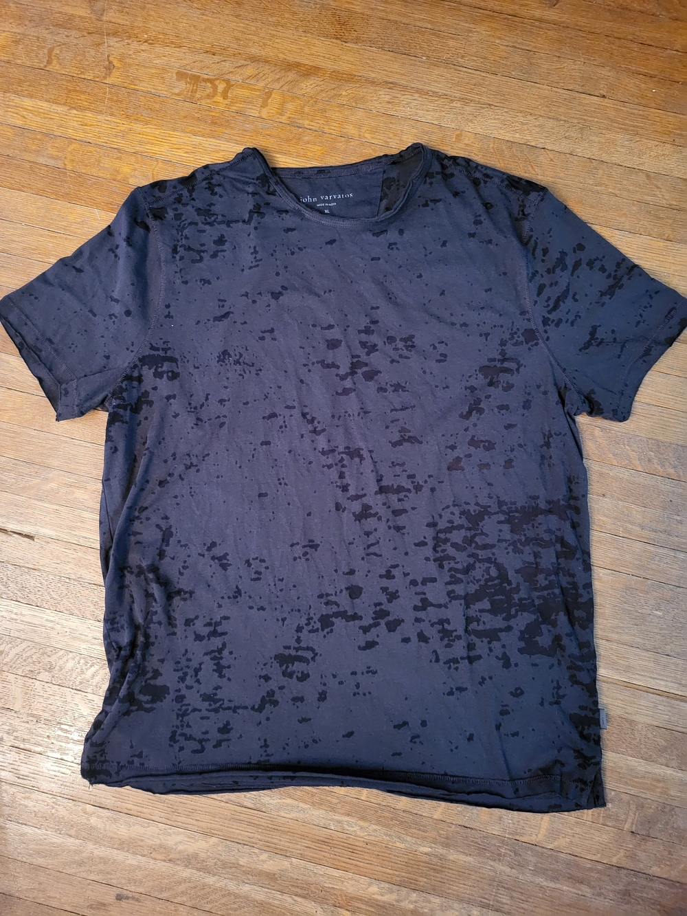 John Varvatos Black Short-Sleeve Textured Tee